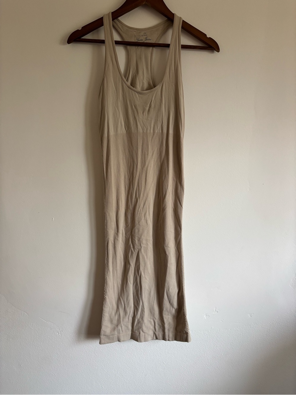 Guess Sleeveless Midi Tank Dress in Light Beige